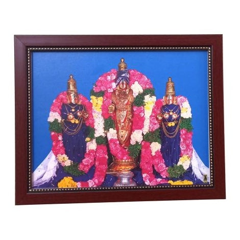 Thirumalai Srinivasa Perumal Urchavar with Sri Devi and Bhoomi Devi Thayars Photo Frame Wall Art - A4 Size 12 x 9 inch