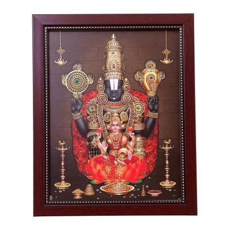 Srivari Srinivasa Perumal with Maha Lakshmi Devi Photo Frame Wall Art - A4 Size 12 x 9 inch