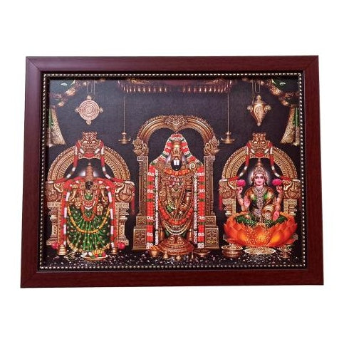 Thirupathi Sri Padmavathi Thayar Srinivasa Perumal with Sri Maha Lakshmi Photo Frame Wall Art - A4 Size 12 x 9 inch