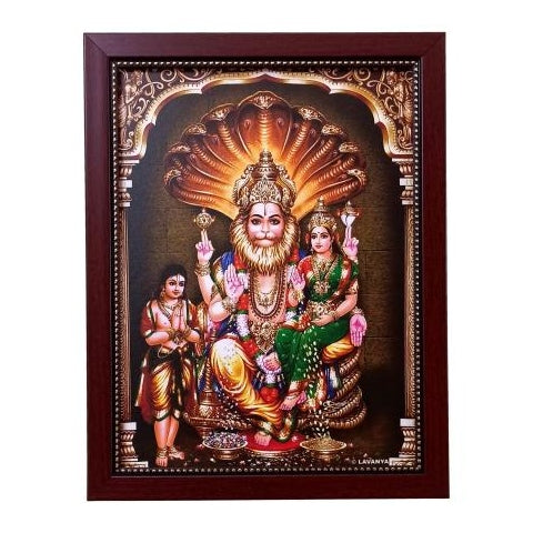 Sri Lakshmi Narasimha with Bhaktha Prahalada Photo Frame Wall Art - A4 Size 12 x 9 inch