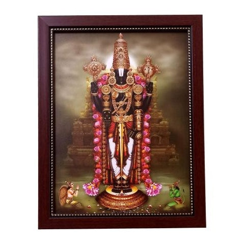 Tirupathi Srinivasa Perumal with Garudan Hanuman Photo Frame Wall Art - A4 Size 12 x 9 inch