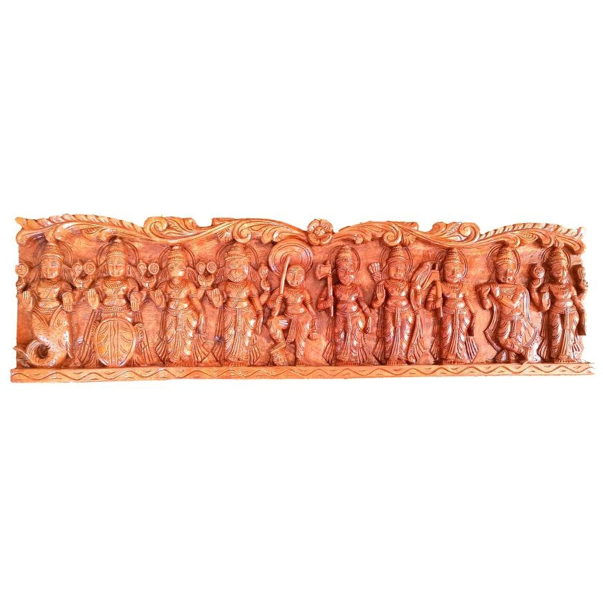 Sri Vishnu Dasavatharam Wooden Art Pooja Mandir Wall Mount Decorative Showpiece 36 X 10 Inch