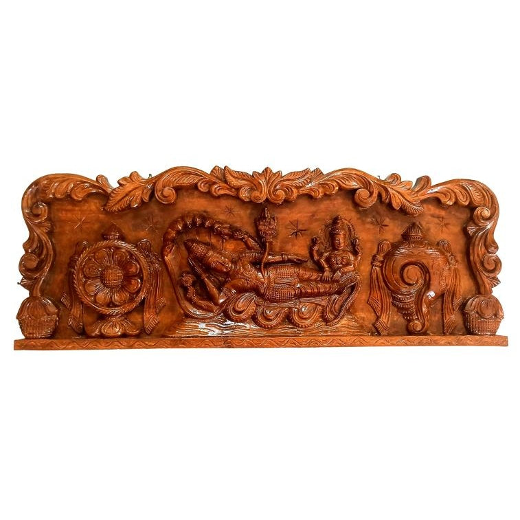 Sri Ranganatha Swami Wooden Art Pooja Mandhir Wall Decorative Hanging 30 x 12 inch