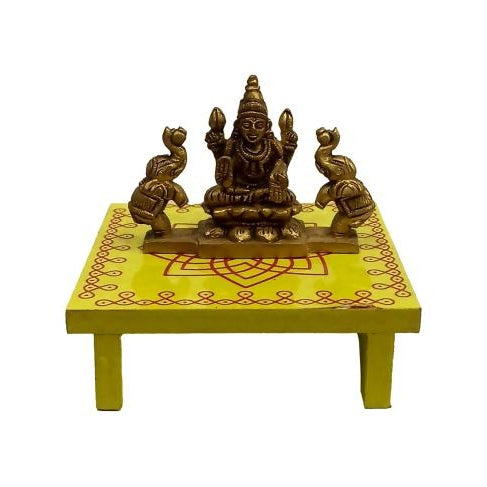 Rangoli Square Wooden Chowki / Hridaya kamalam - Lotus kolam Manai / Diya Lamps / Deity Stand size 4x4 inch