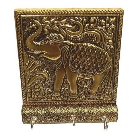 Minakari Elephant 3 Hooks Key Holder / Wall hanging Meenakari Key Stand Size 5 x 4 inch