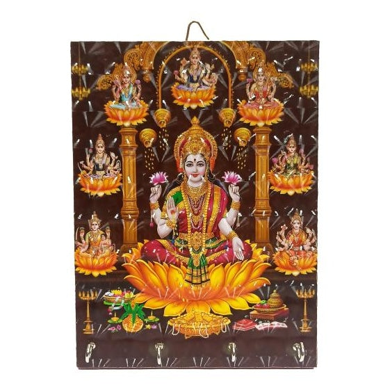 Ashta Lakshmi 4 Hooks 3D Key Holder / Maha Lakshmi Wall hanging / Key Stand size 6 x 8 inch