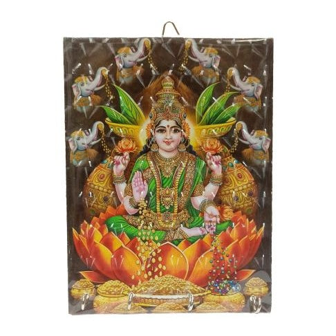 Sri Gaja Lakshmi 4 Hooks 3D Key Holder / Maha Lakshmi Wall hanging / Key Stand size 6 x 8 inch