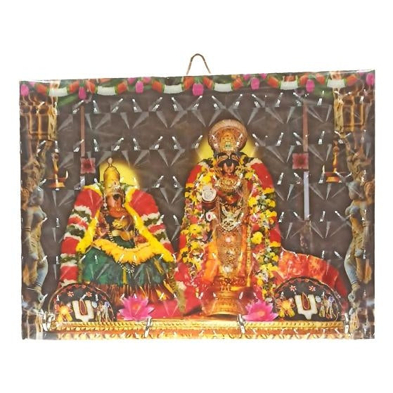 Nam Perumal Thaayar 3D 4 Hooks Wooden Key holder / Wall Hanging / Srirangam Sethi Sevai Key Stand size 6 x 8 inch