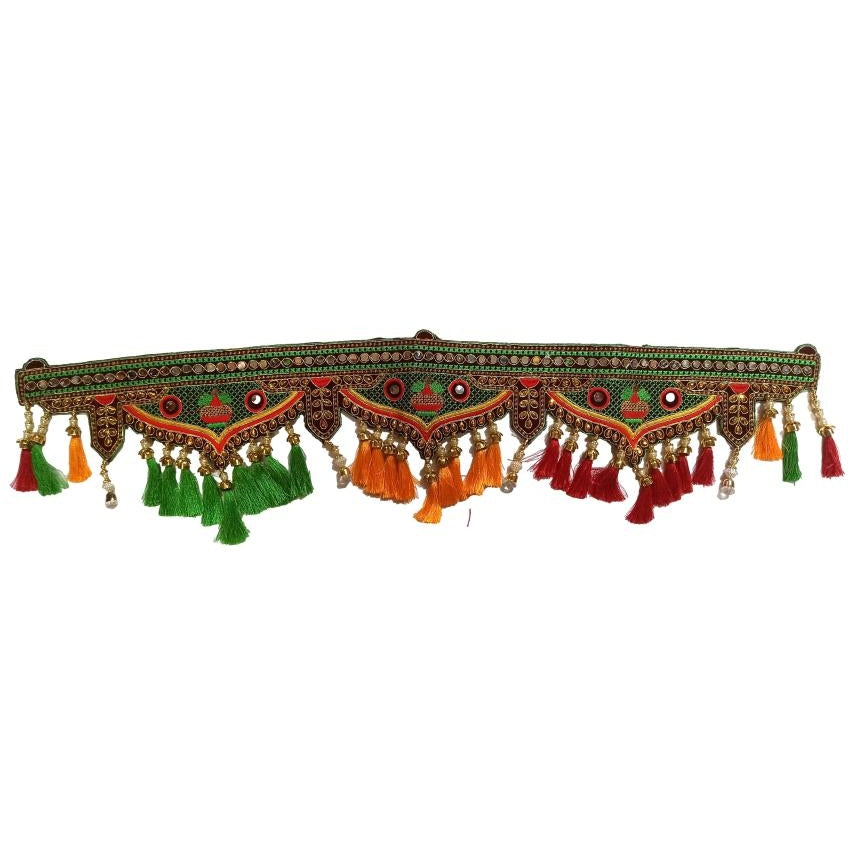 Multicolour Kalash Arch Designer Lace Satin thread Hanging Home Decorative Velvet Thoran size 3 Ft