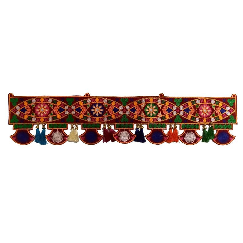 Multicolour Velvet Leaf Rangoli Design Satin Silk thread Hanging Home Decorative Thoran size 3 Ft