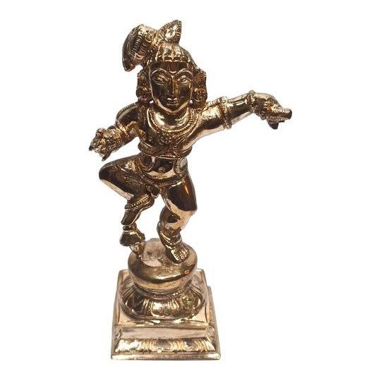 Vennaikkaadum Krishna Panchaloga Pooja Decorative Figurine / Dancing Makhan Gopal Murthi Size 6 Inch