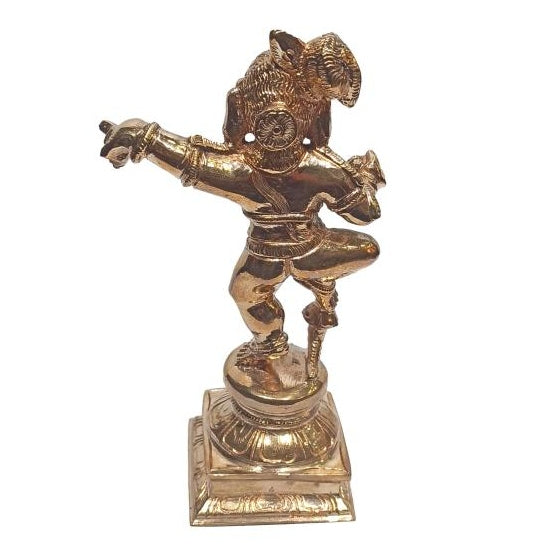 Vennaikkaadum Krishna Panchaloga Pooja Decorative Figurine / Dancing Makhan Gopal Murthi Size 6 Inch