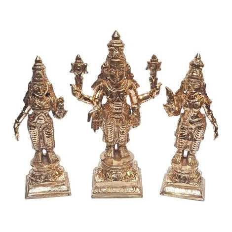 Sridevi Bhudevi Srinivasa Perumal Panchaloga Set Pooja Decorative Figurine size 5 Inch