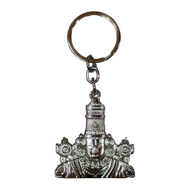 Sri Tirupati Balaji Face Silver Metal Key Chain – Sri Prarthana