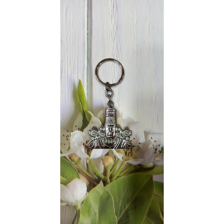 Sri Tirupati Balaji Face Silver Metal Key Chain