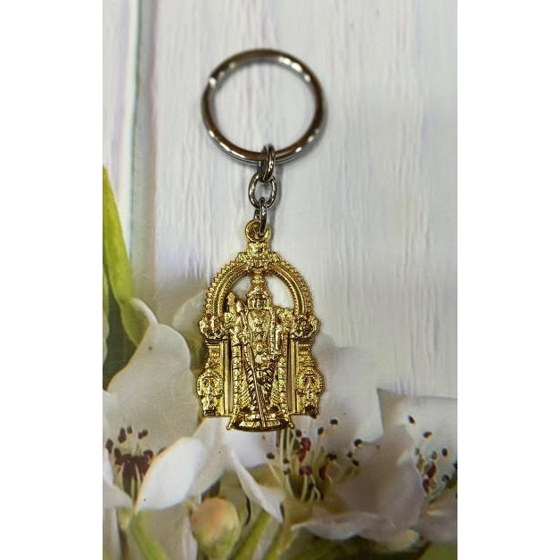 Golden Peacock Arch Murugan Metal Key Chain