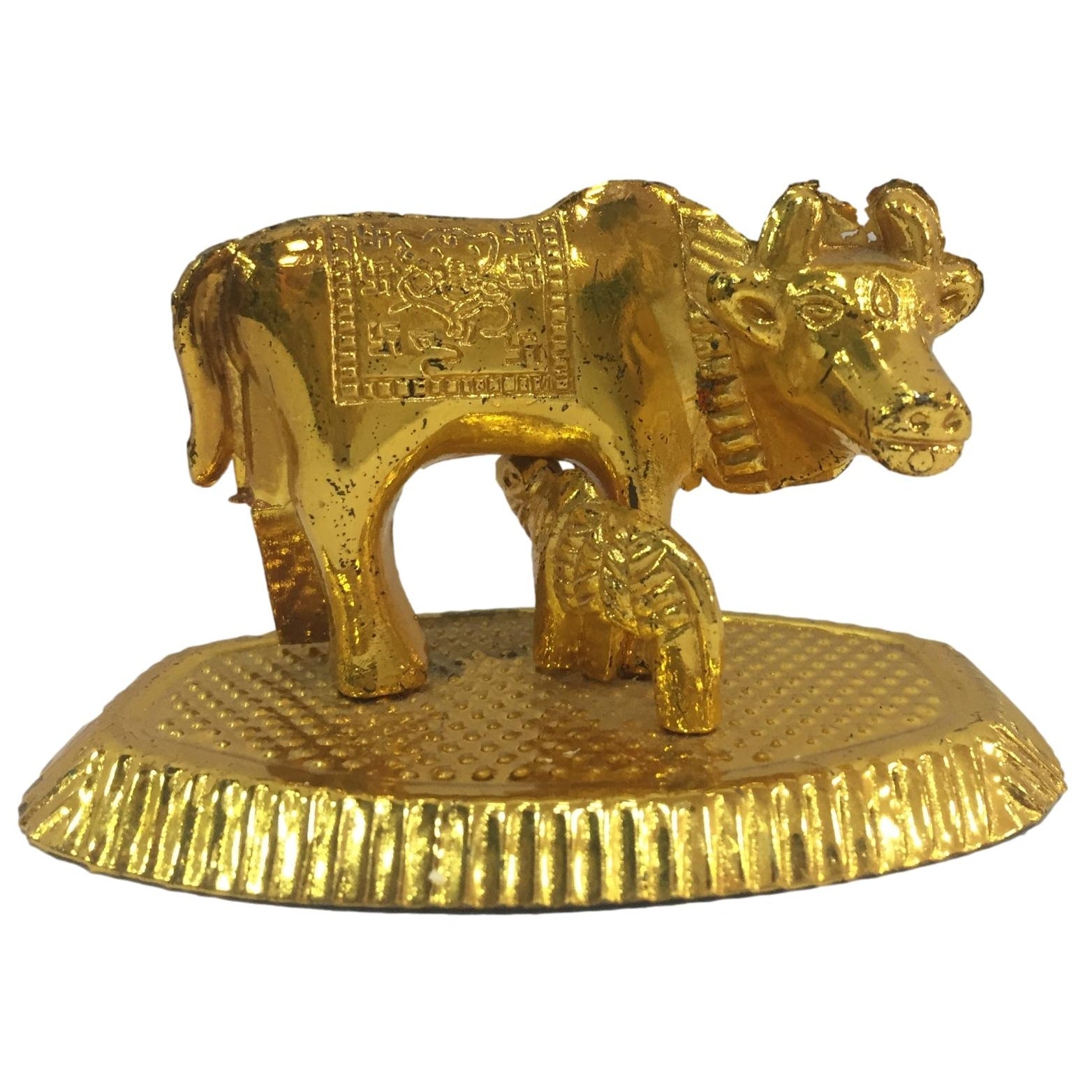 Gold plated Cow And Calf / Kaamdhenu Figurine No 2