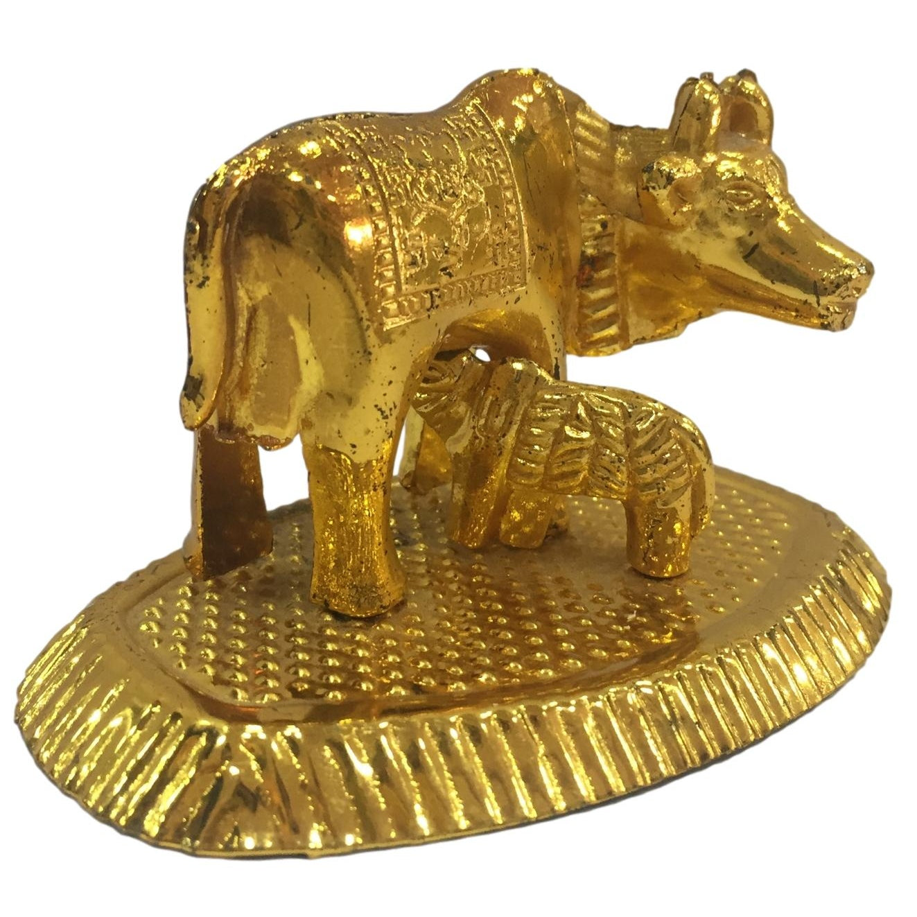 Gold plated Cow And Calf / Kaamdhenu Figurine No 2