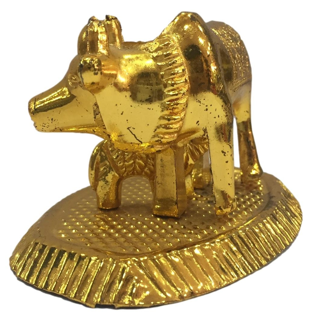 Gold plated Cow And Calf / Kaamdhenu Figurine No 2