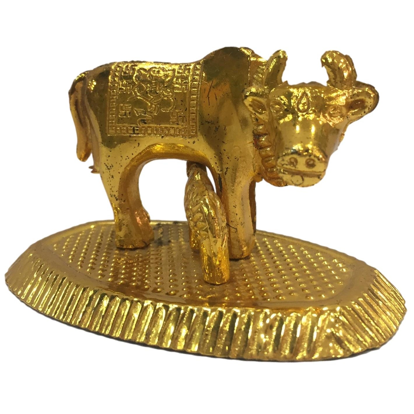 Gold plated Cow And Calf / Kaamdhenu Figurine No 2