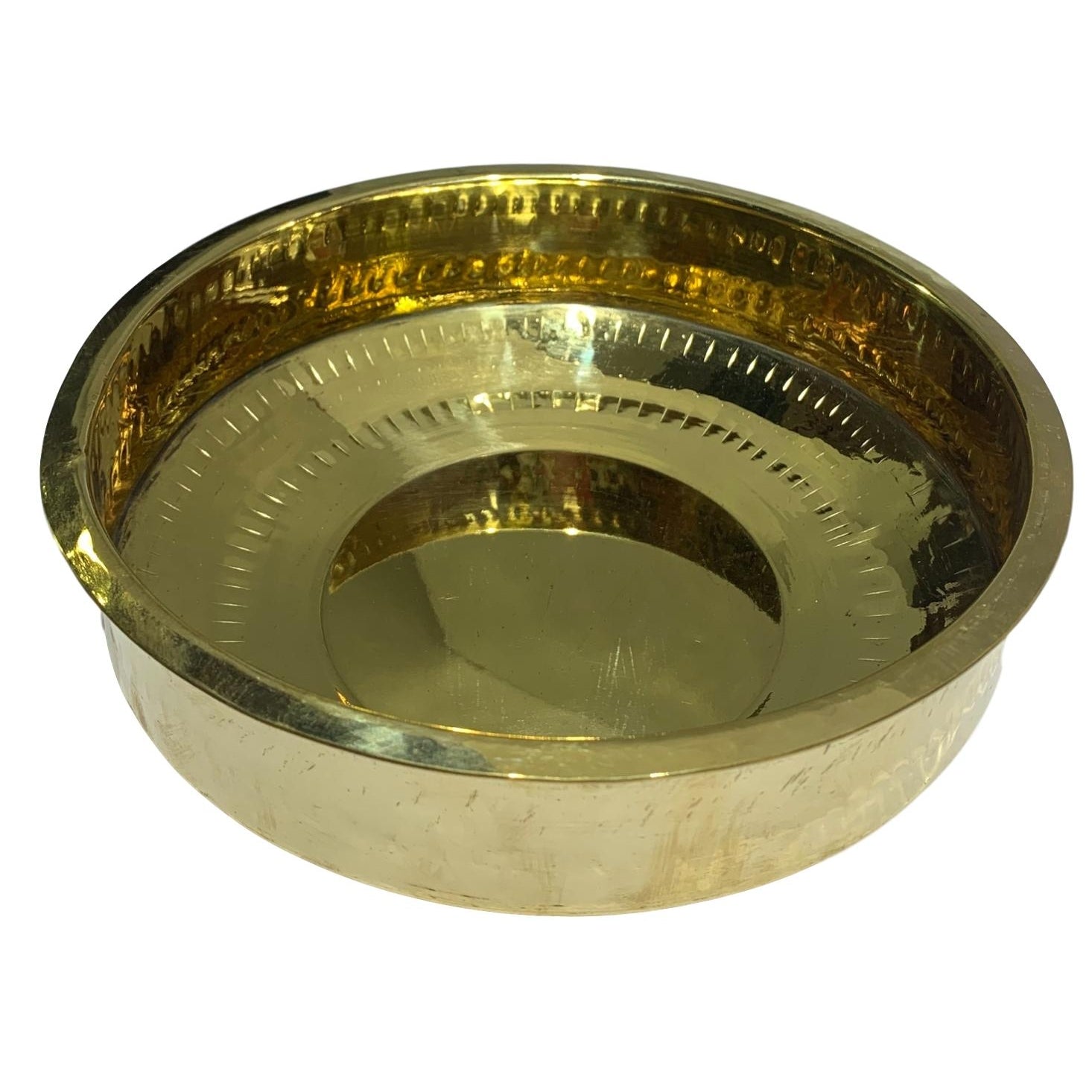 Brass Abhishek Patra or Thiruvaradhana Vessel No - 2 (20 Cm Diameter)