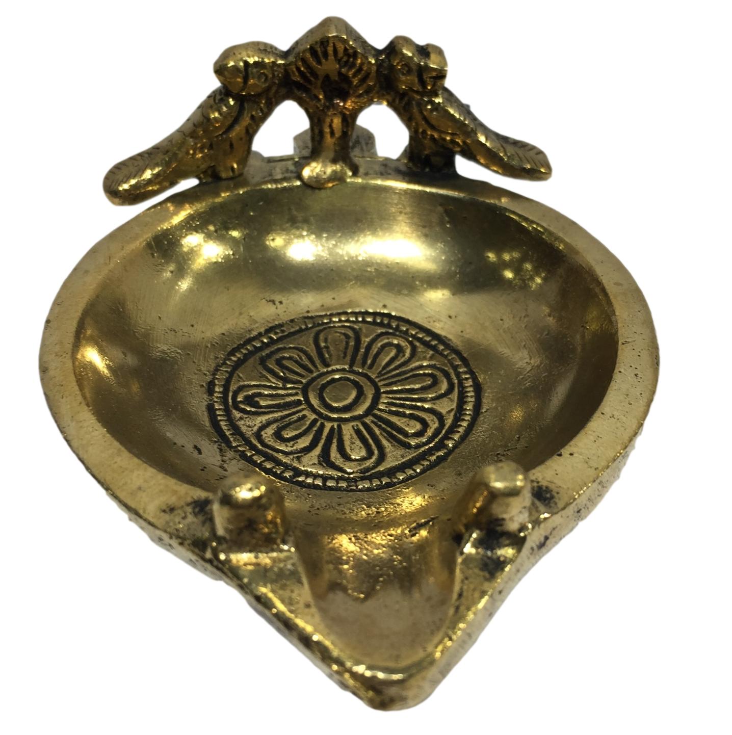 Unique Designer Brass Antique Heart Diya or Deepak Size 3.8inches