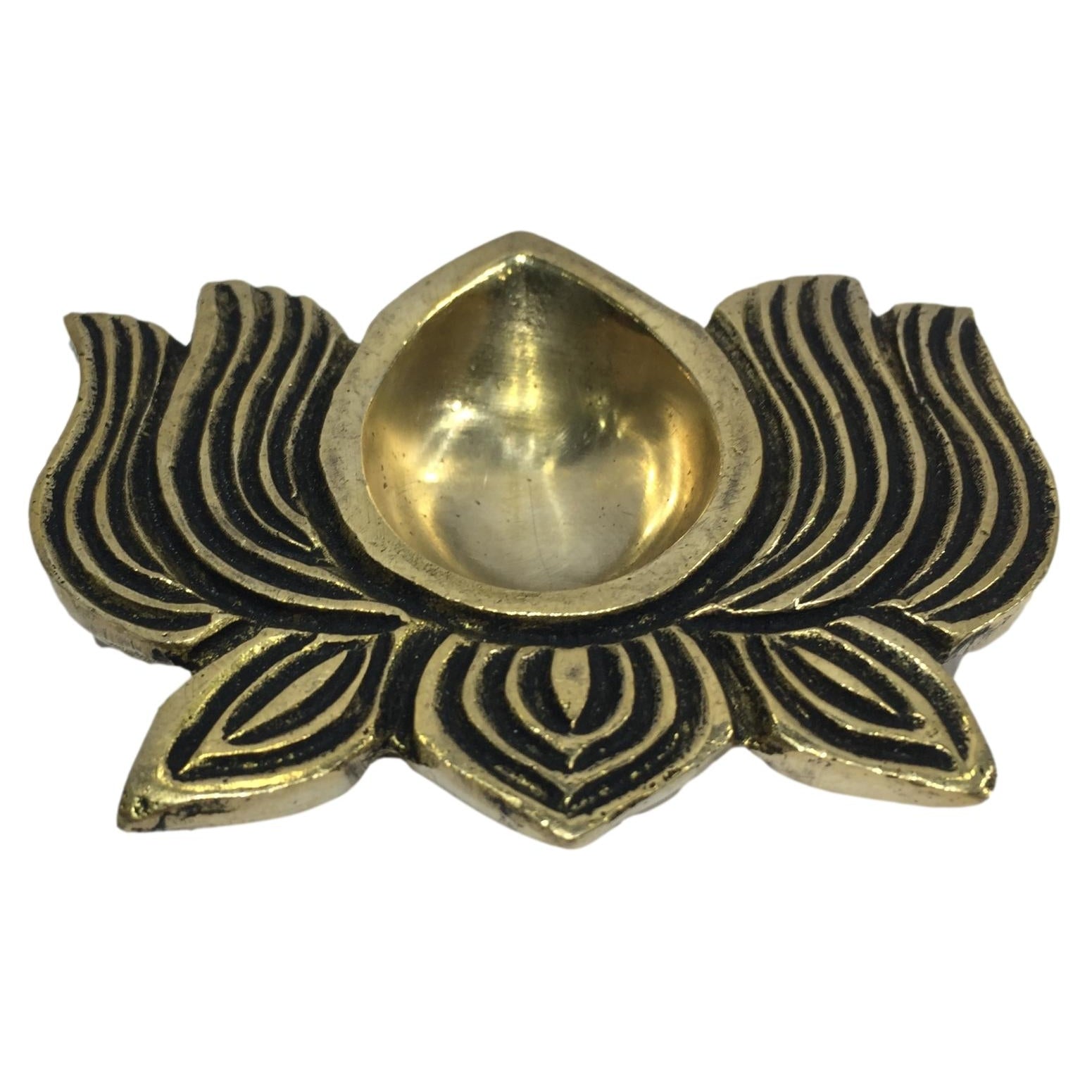 Unique Designer Brass Antique Lotus Diya or Kamal Deepak Size 3.2 inches