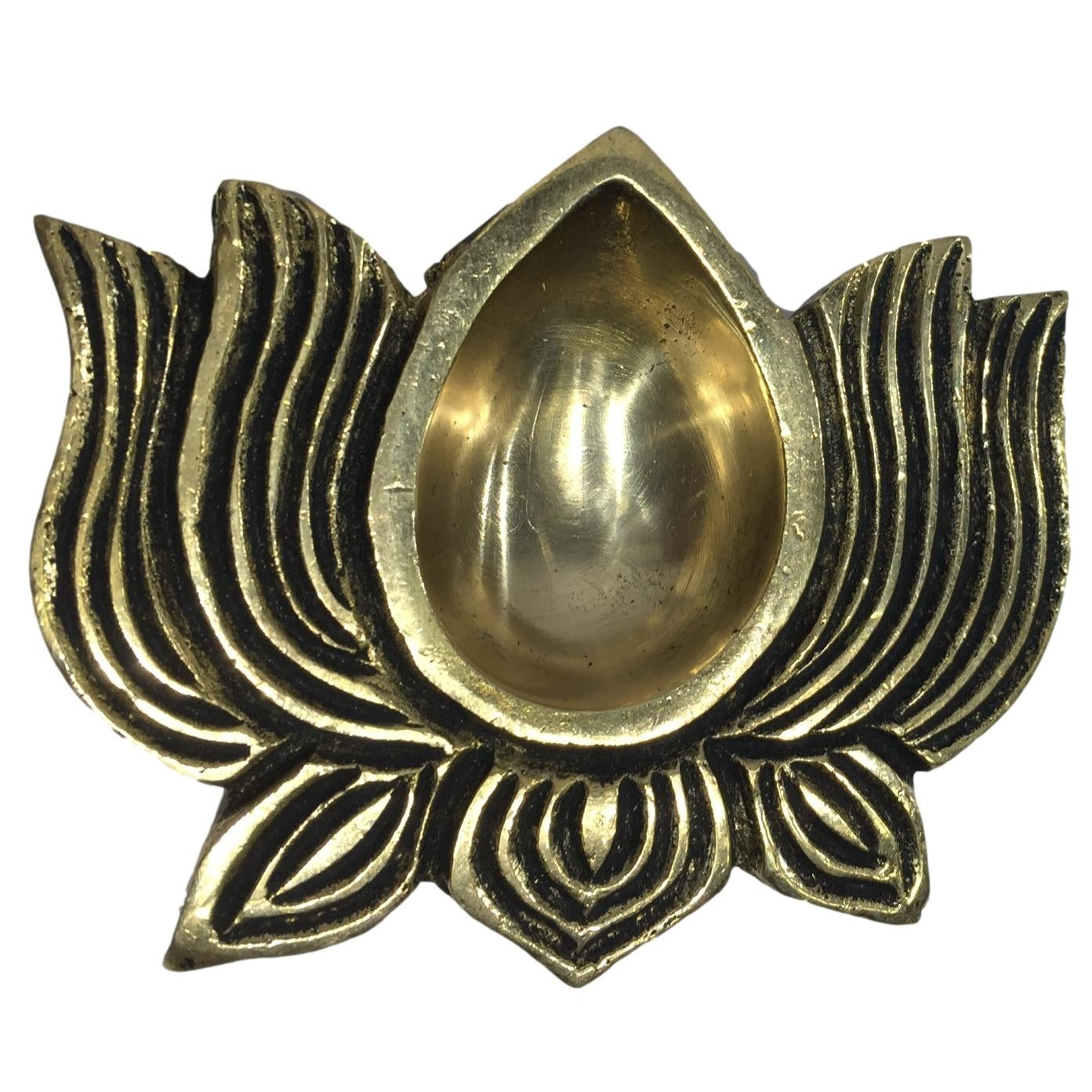 Unique Designer Brass Antique Lotus Diya or Kamal Deepak Size 3.2 inches