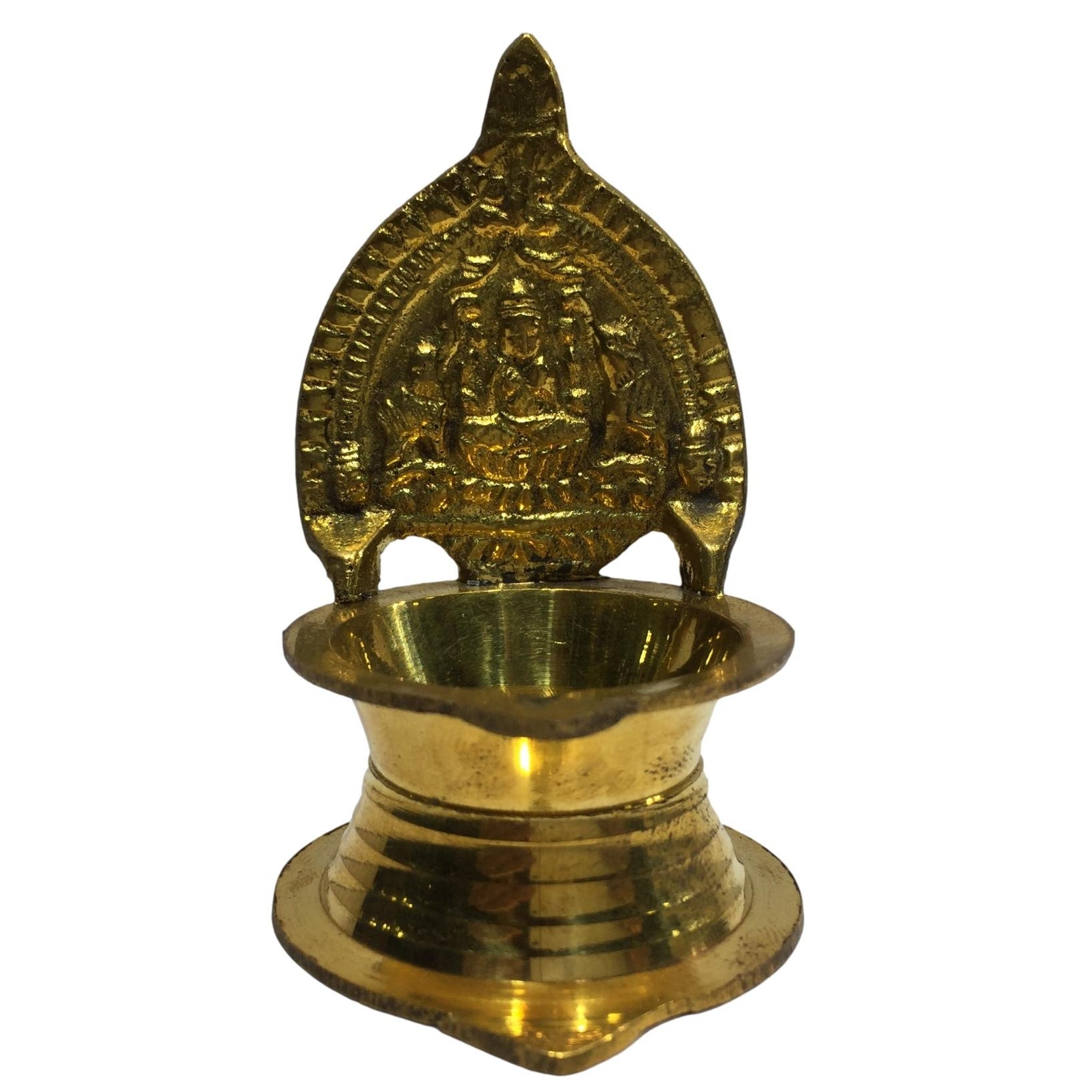 Golden Brass Gajalakshmi or Kamakshi Vilaku Pooja Decorative Deepam 5 inches Size No 20