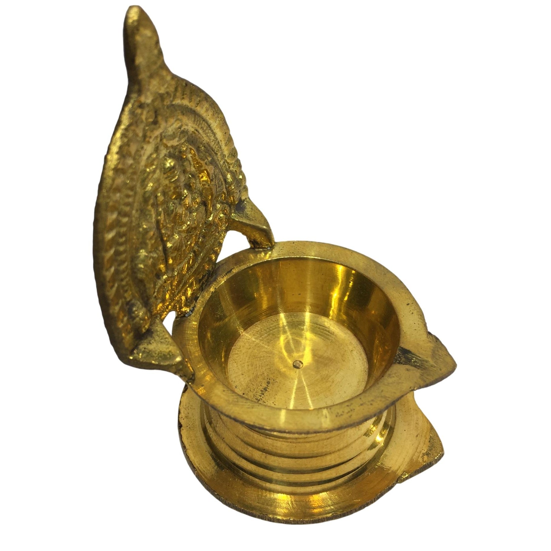 Golden Brass Gajalakshmi or Kamakshi Vilaku Pooja Decorative Deepam 4.2 inches Size No 16