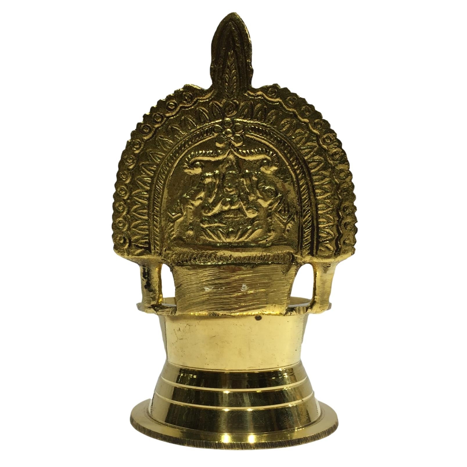 Golden Brass Gajalakshmi or Kamakshi Vilaku Pooja Decorative Deepam 4.2 inches Size No 16