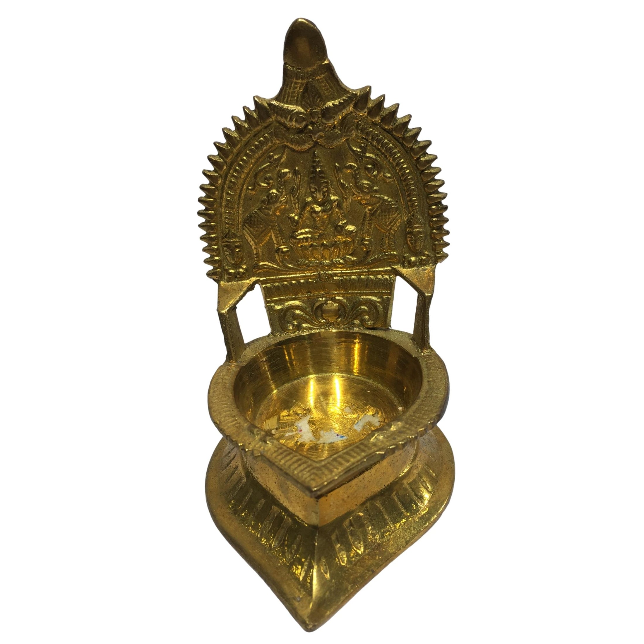 Golden Brass Gajalakshmi or Kamakshi Vilaku Pooja Decorative Deepam 4.5 inches Size No 1