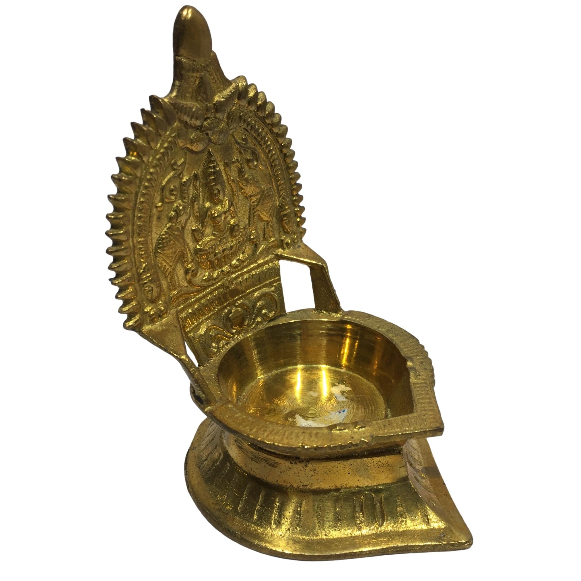 Golden Brass Gajalakshmi or Kamakshi Vilaku Pooja Decorative Deepam 4.5 inches Size No 1