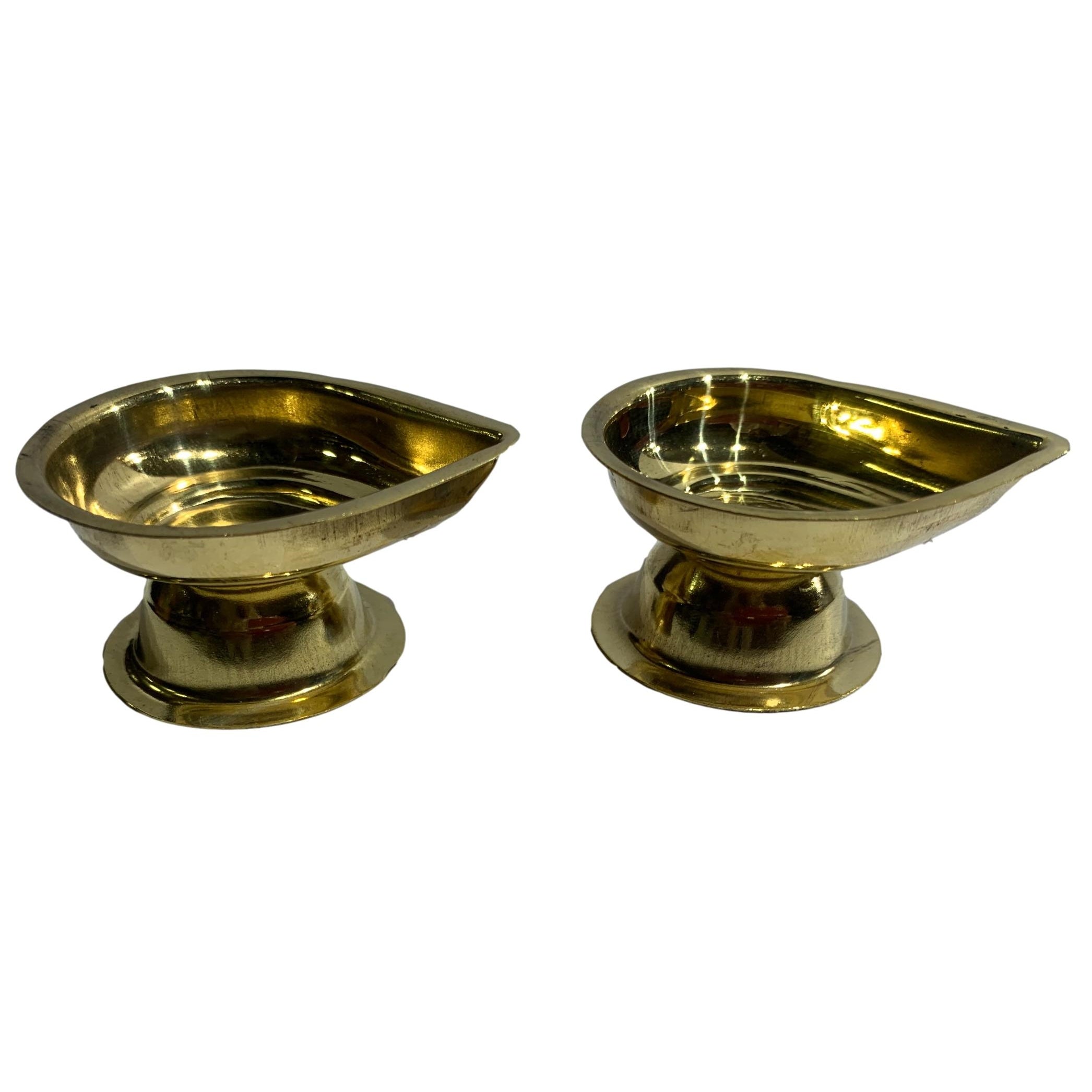 Pair of Brass weightless Agal Vilakku or Diya with stand 2.2 inches Dia Size No 1