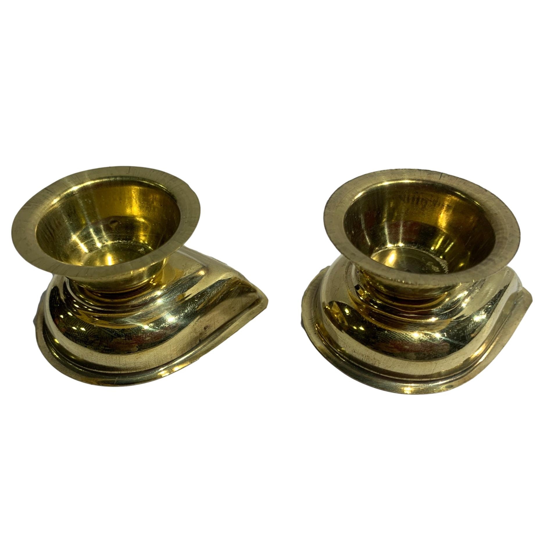 Pair of Brass weightless Agal Vilakku or Diya with stand 2.2 inches Dia Size No 1