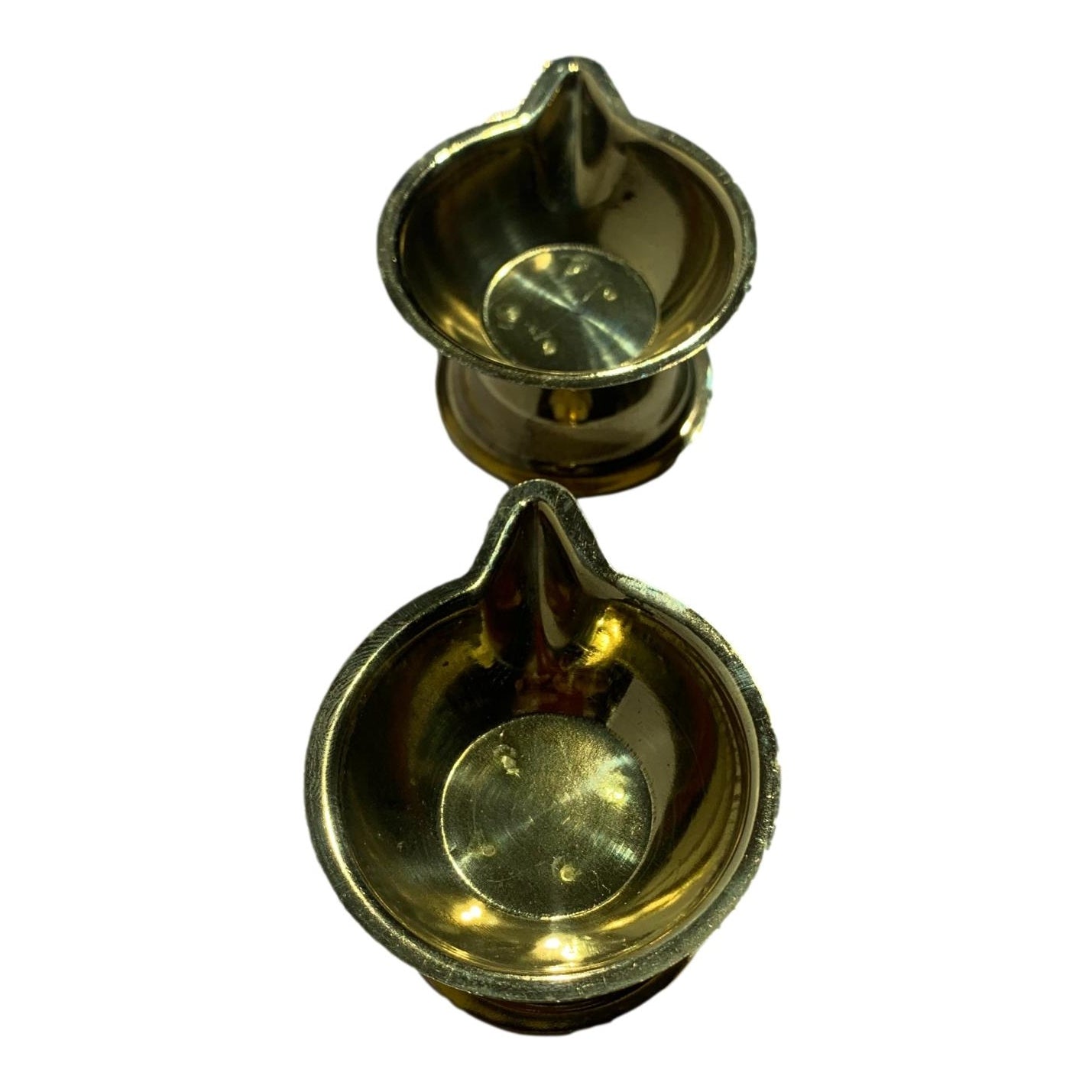 Pair of Brass weightless Agal Vilakku or Diya with stand 2.6 inches Dia Size No 2