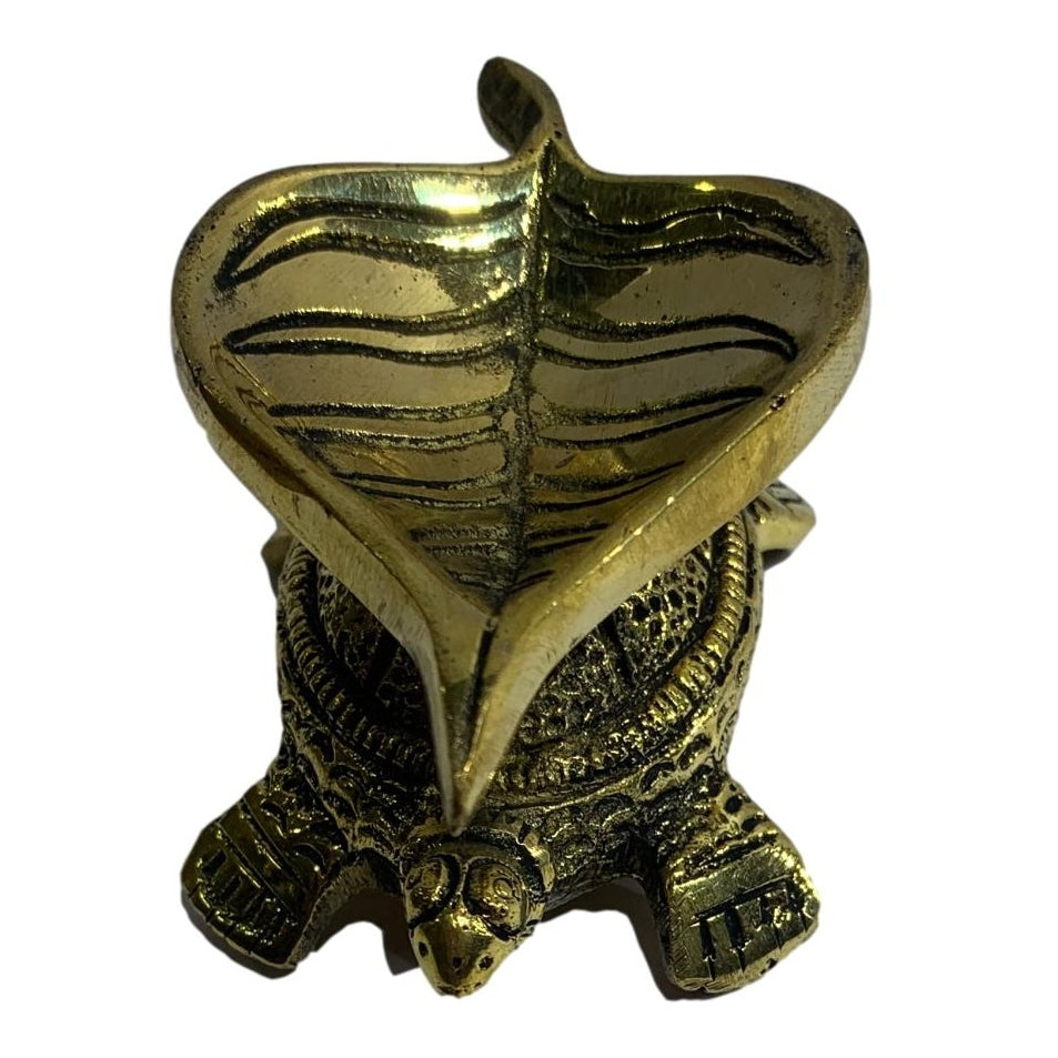 Unique Designer Brass Antique Leaf Diya on Vastu Turtle or Tortoise Leaf Deepak Size 3.2inches