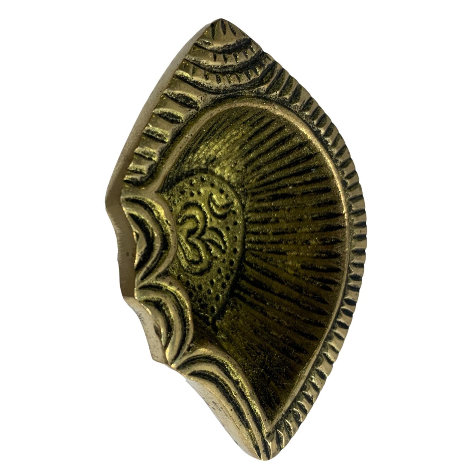 Unique Designer Brass Antique Ohm Shanku Diya or Deepak Size 2.6 inches