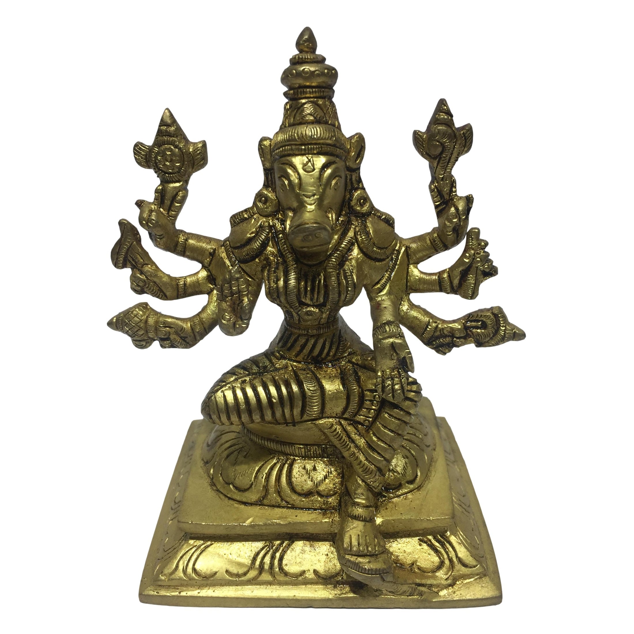 Varahi Amman 8 Hands Brass Antique 4.5 Inch