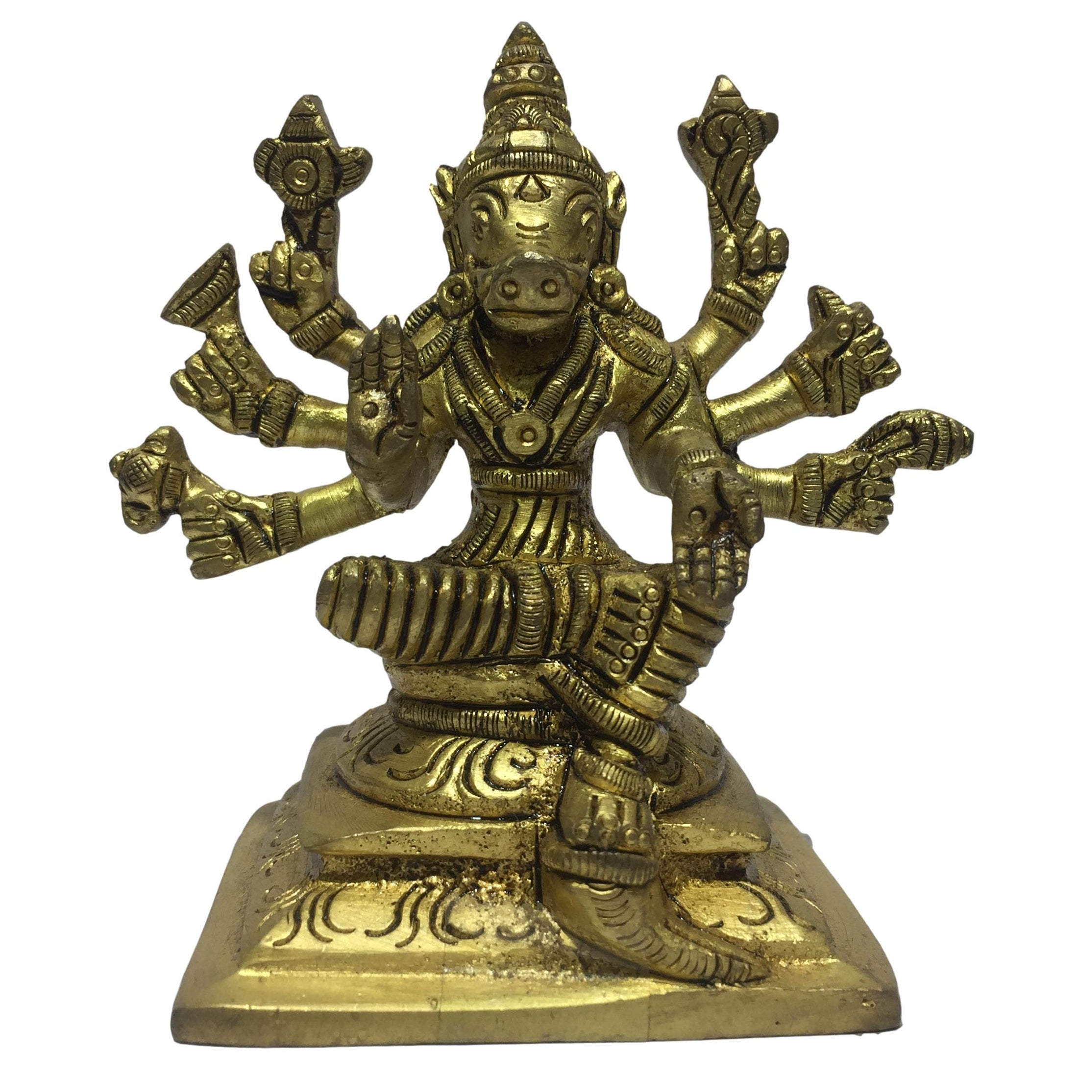 Varahi Amman 8 Hands Brass Antique 3.75 Inch