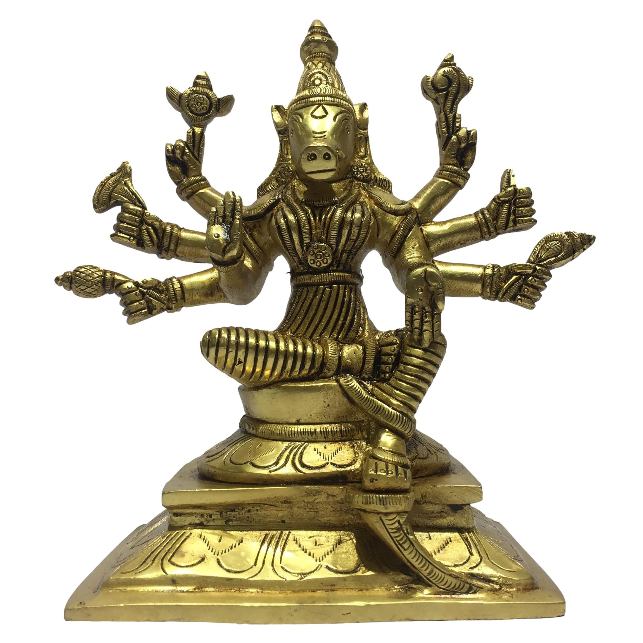 Varahi Amman 8 Hands Brass Antique 7 Inch