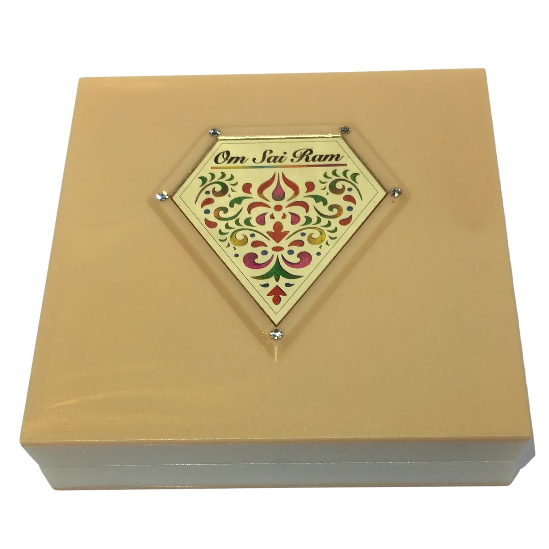 Sai Baba Gold Plated Charan Box Corporate Gift 11 x 11 cms