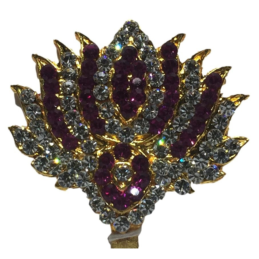 Gold plated Lotus or Multicolour Stone Work Kamal for Deity's hand 3.5 inches height