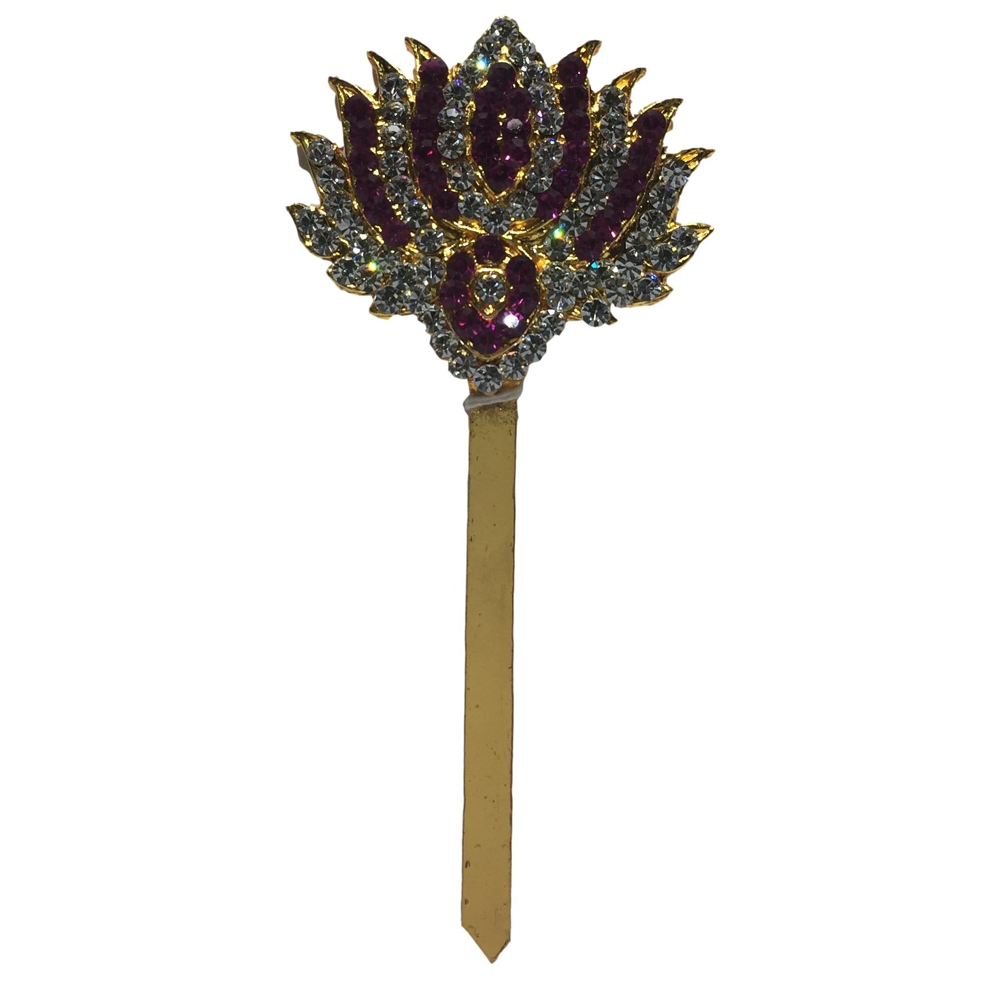 Gold plated Lotus or Multicolour Stone Work Kamal for Deity's hand 3.5 inches height