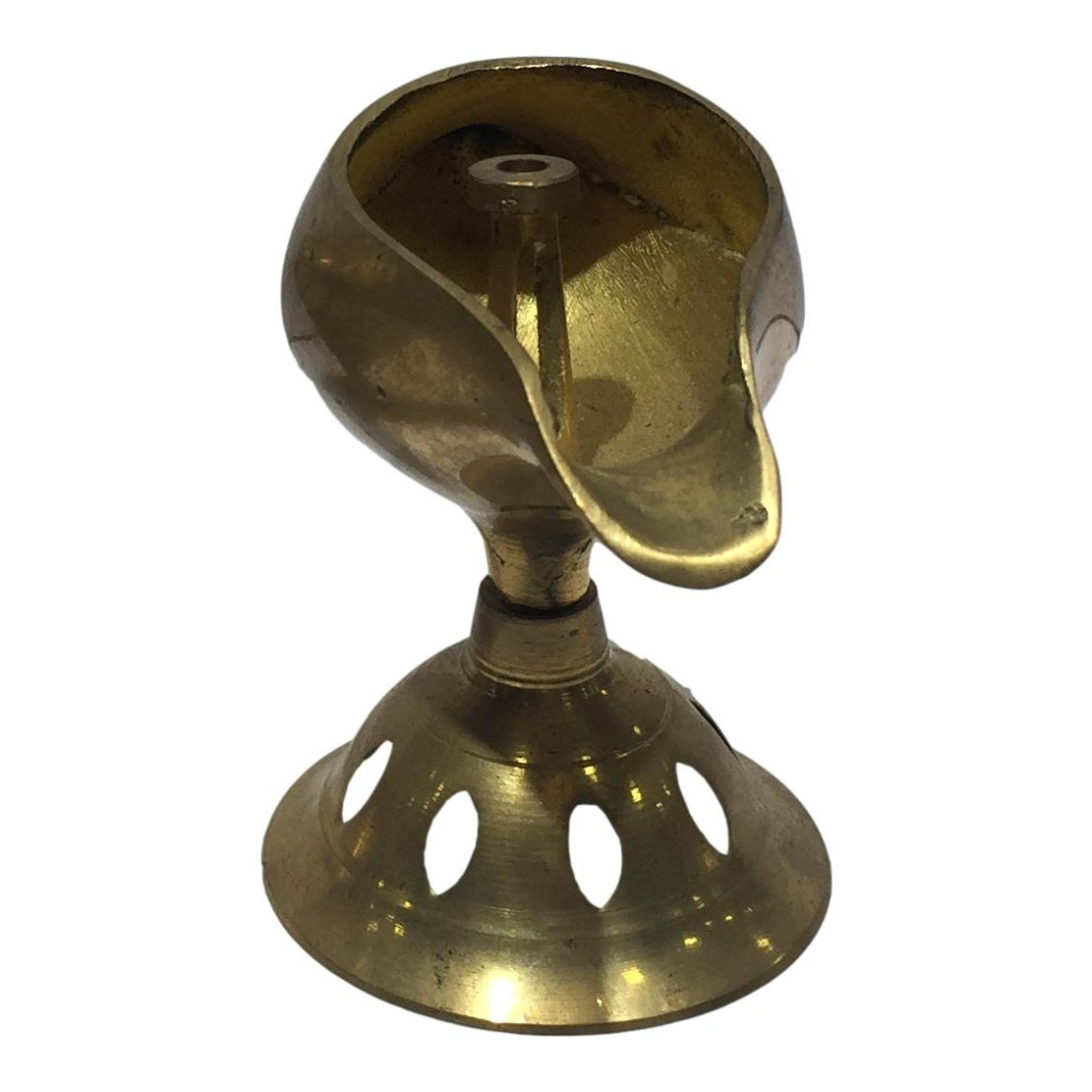 Golden Brass Shankhu Athma Jyoti Type Vilaku with Stand Pooja Decorative Deep Size 3.5 inch