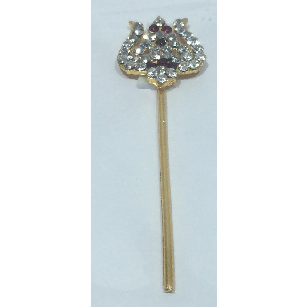 Gold plated Trishul or Trident with Multicolour Stone Work 3 inches