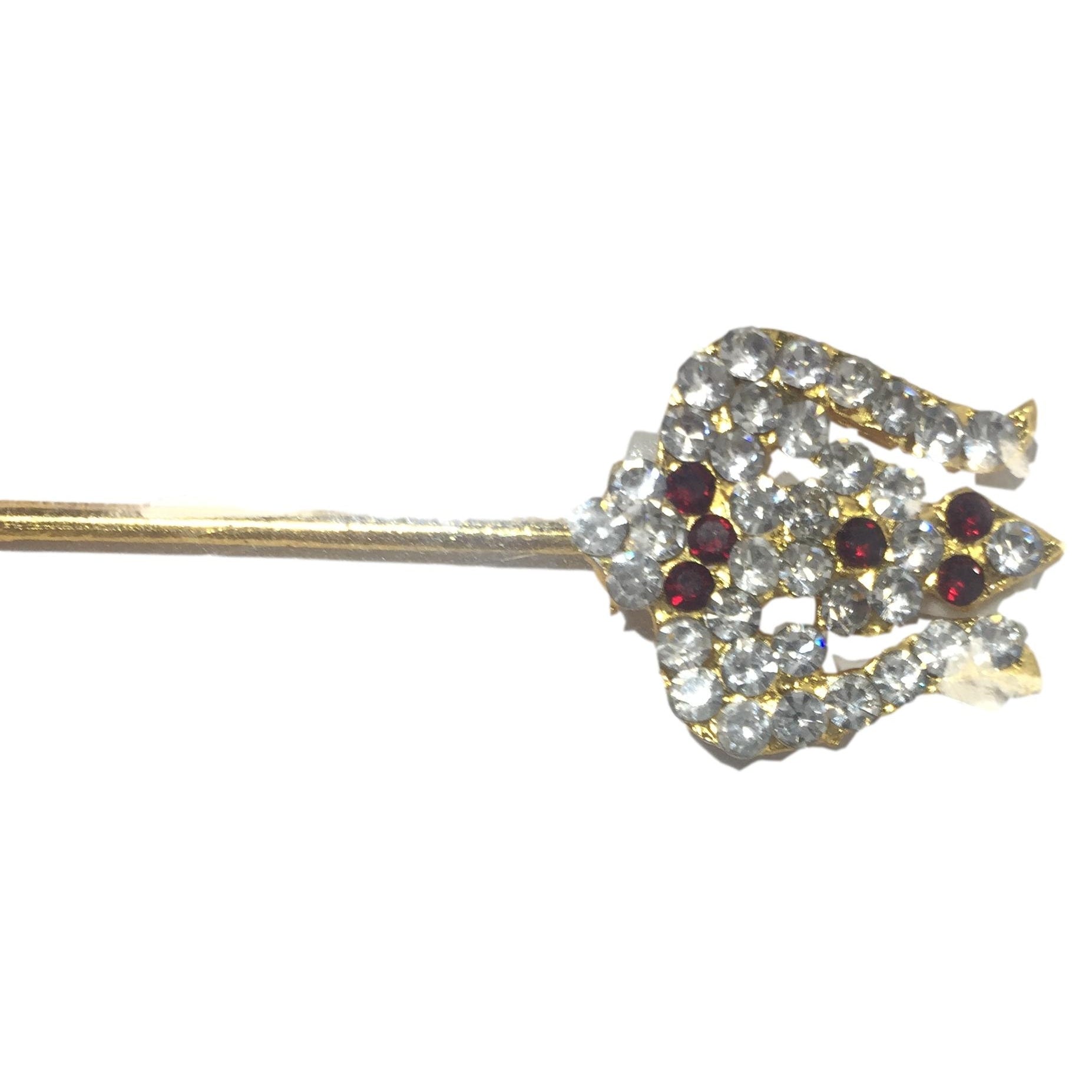 Gold plated Trishul or Trident with Multicolour Stone Work 3 inches