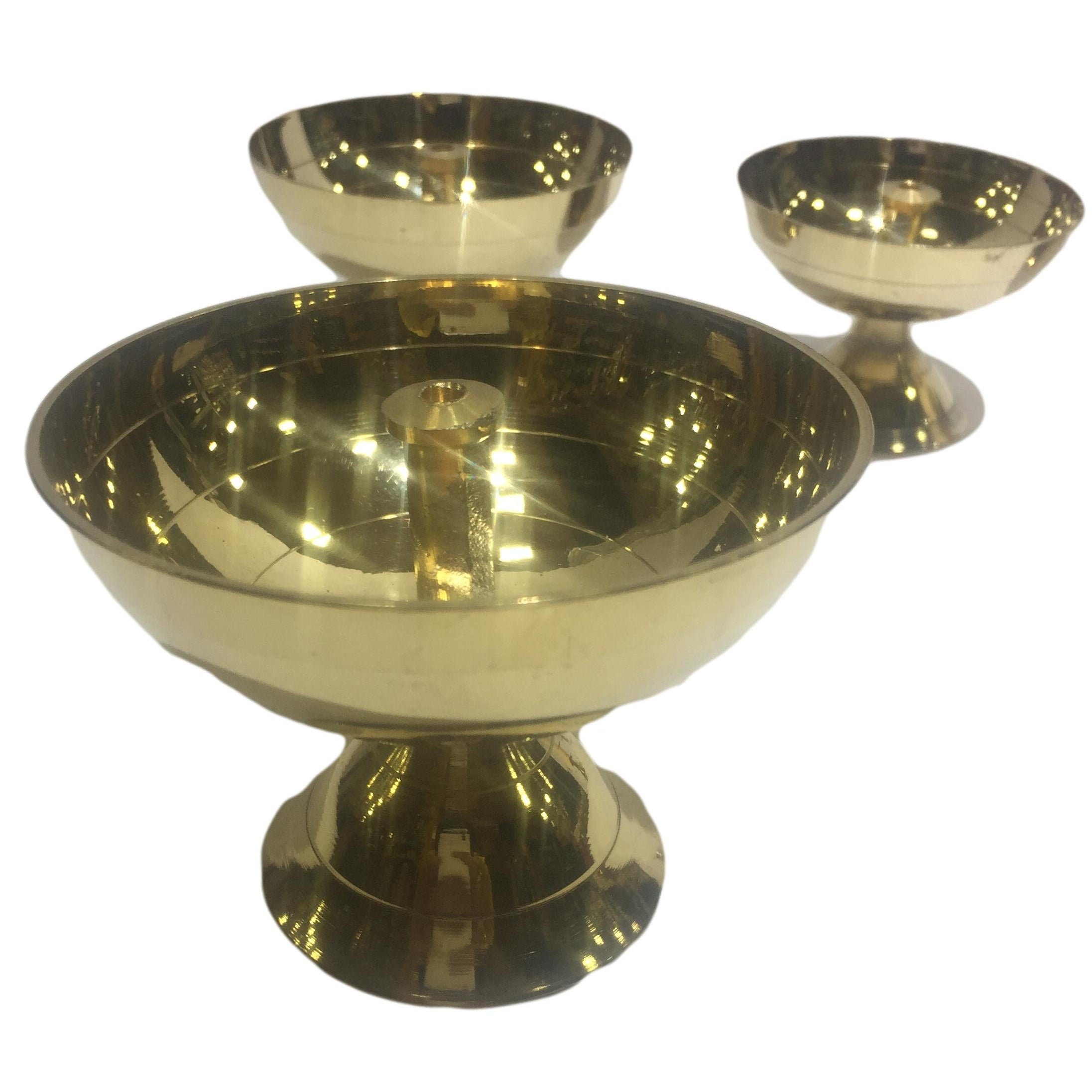 Brass Plain Nanda Deep or Athma Jyoti Pyali Diya with stand