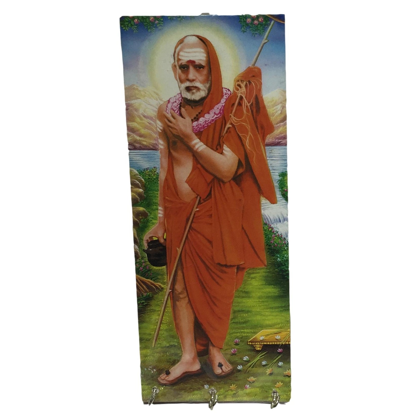 Mahaperiyava Wooden Key Holder 3 hooks