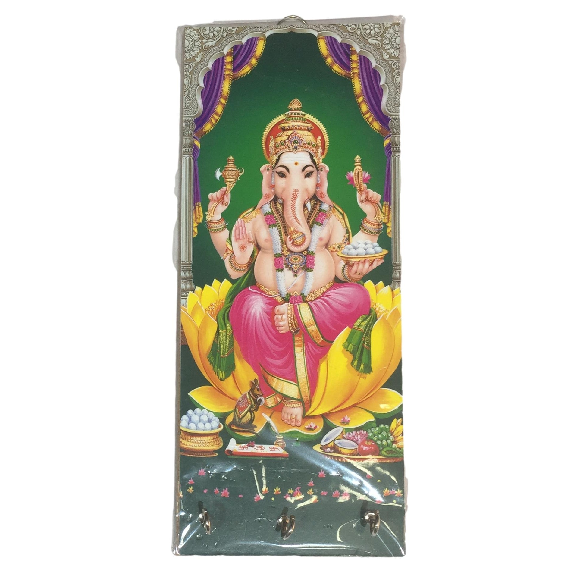 Ganesh Wooden Key Holder 3 hooks